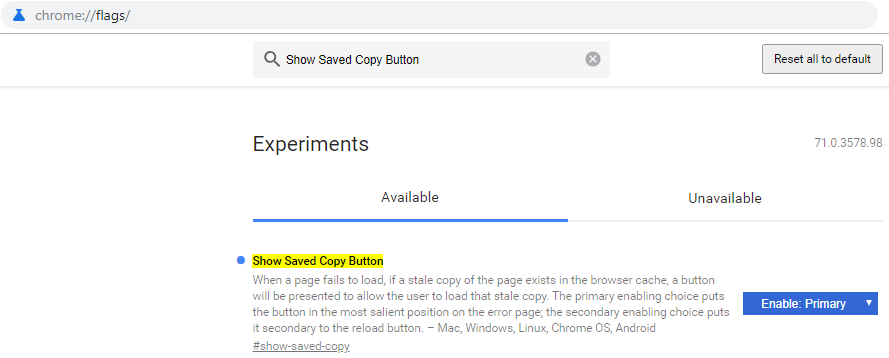 تنظیم Show Saved Copy Button روی Enable
